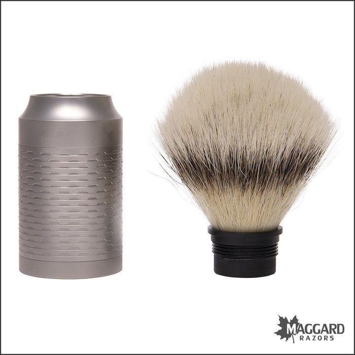 Muhle 31M94 Rocca Matte Silver Stainless Steel Silvertip Fibre Synthetic Shaving Brush with Replaceable Knot, 21mm