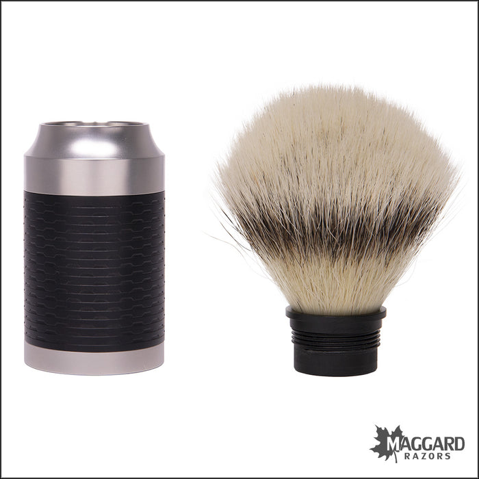 Muhle 31M96 Rocca Black and Stainless Steel Silvertip Fibre Synthetic Shaving Brush with Replaceable Knot, 21mm