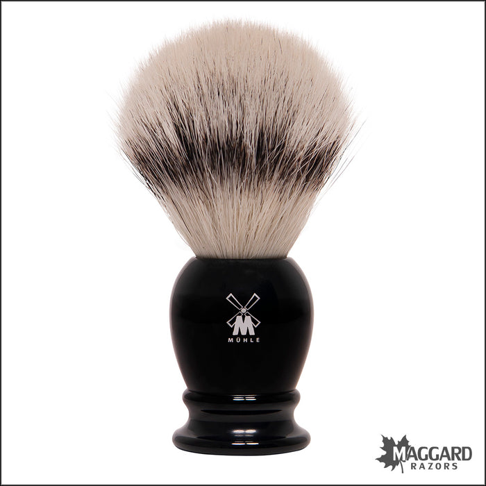 Muhle 33K256 Black Resin Handle Silvertip Fibre Synthetic Shaving Brush, 23mm