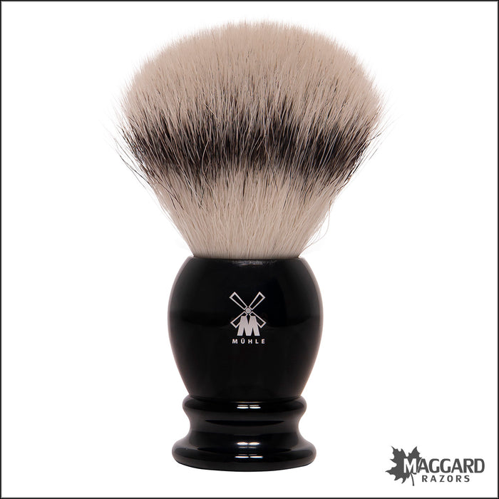 Muhle 35K256 Black Resin Handle Silvertip Fibre Synthetic Shaving Brush, 25mm