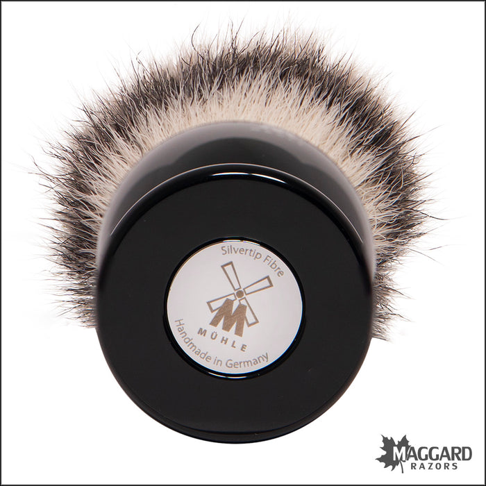Muhle 35K256 Black Resin Handle Silvertip Fibre Synthetic Shaving Brush, 25mm