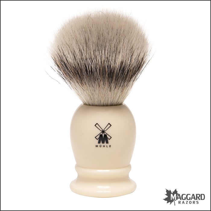 Muhle 39K257 Ivory Resin Handle Silvertip Fibre Synthetic Shaving Brush, 19mm