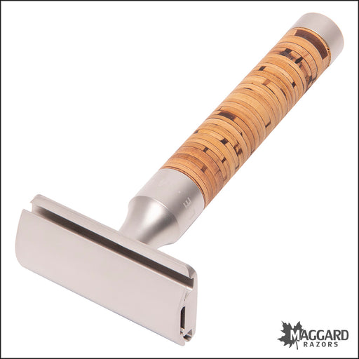 Mühle R95 Rocca Birch Bark Handle Closed Comb DE Safety Razor