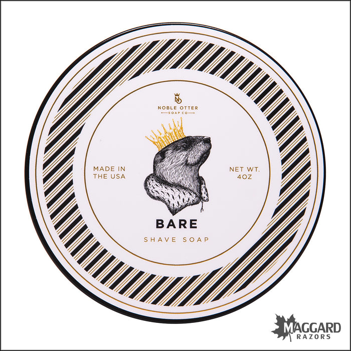 Noble Otter Soap Co. Bare Unscented Shaving Soap, 4oz