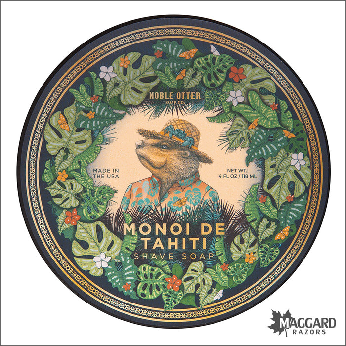 Noble Otter Soap Co. Monoi de Tahiti Artisan Shaving Soap, 4oz
