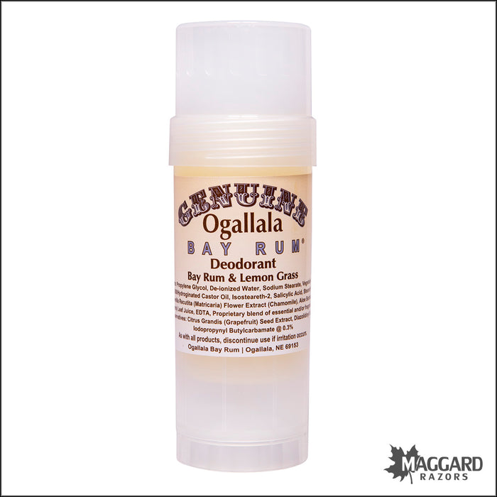 Ogallala Bay Rum and Lemon Grass Deodorant Stick, 2.5oz