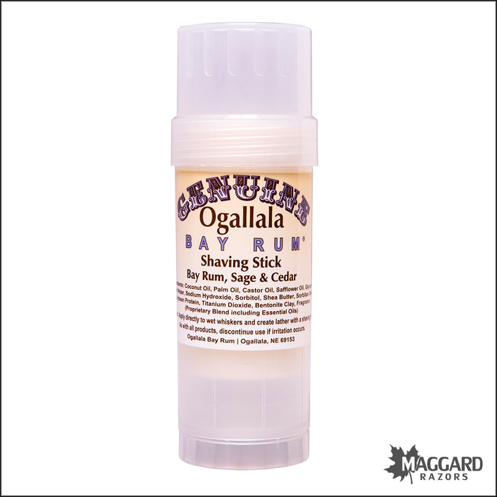 Ogallala Bay Rum, Sage and Cedar Shaving Soap Stick, 2.5oz