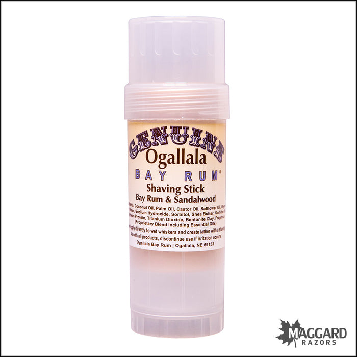 Ogallala Bay Rum and Sandalwood Shaving Soap Stick, 2.5oz