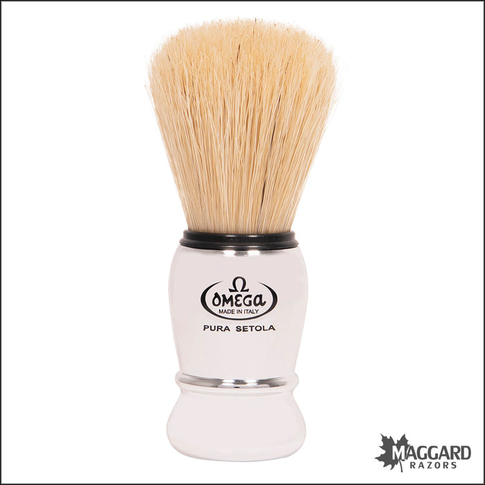 Omega Model 10029 Chrome Plastic Handle Boar Shaving Brush, 24mm