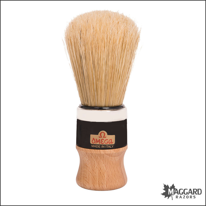 Omega Model 20102 Wood Handle Boar Bristle Shaving Brush, 28mm