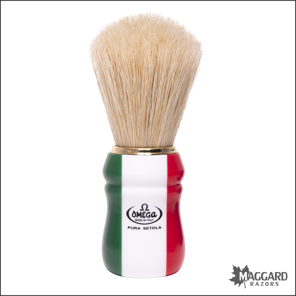 Omega Model 21762 Italian Flag Handle Professional Boar Shaving
