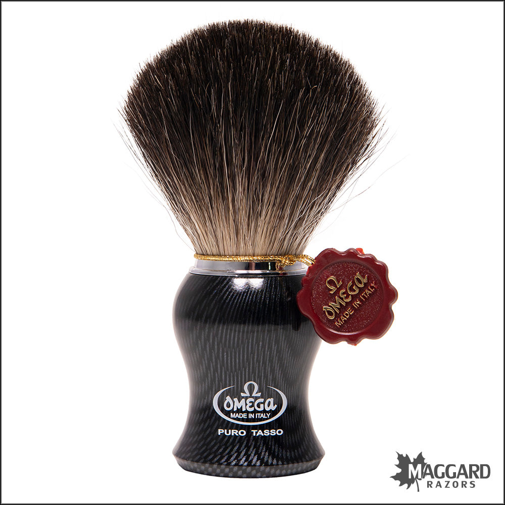 Omega Model 6650 Carbon Fiber Acrylic Handle Black Badger Shaving