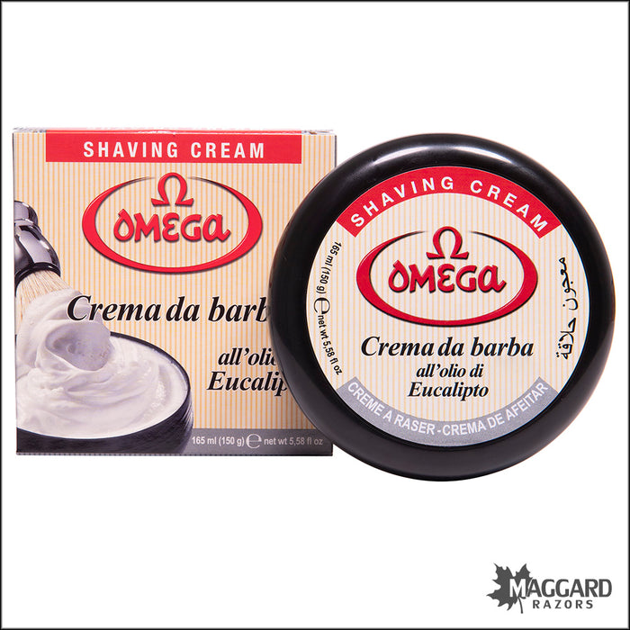 Omega Crema da Barba Shaving Soap Tub with Eucalyptus Oil, 165g