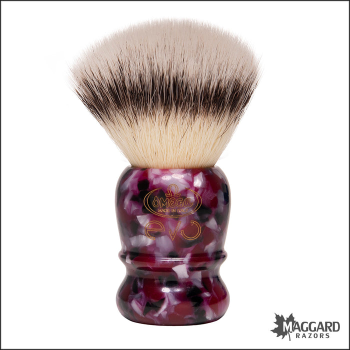 Omega EVO Model E1891 Veteran Purple Resin Handle 2.0 Synthetic Fiber Shaving Brush, 28mm