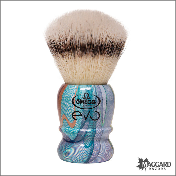 Omega EVO Model E1928 Blossom Resin Handle 2.0 Synthetic Fiber Shaving Brush, 28mm