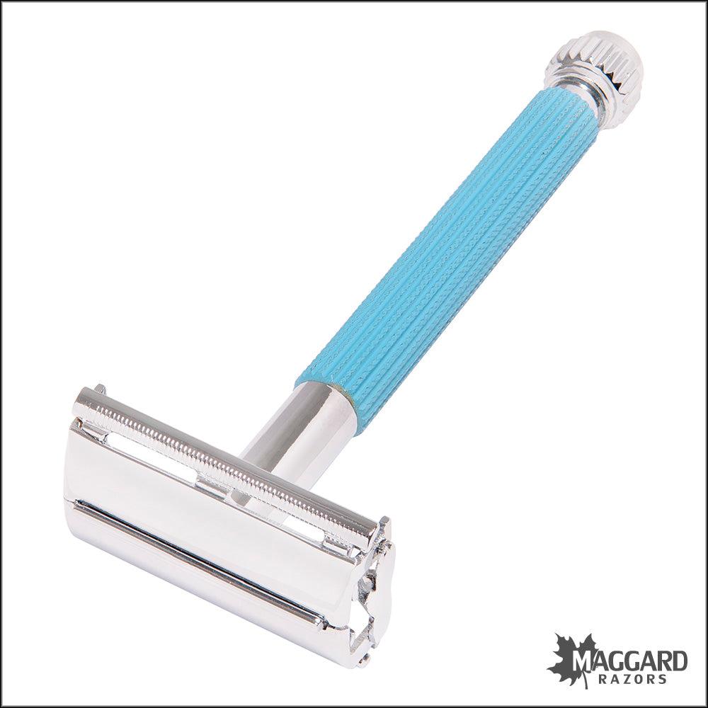 Parker 29L Blue Handle TTO Long Handled DE Safety Razor — Maggard
