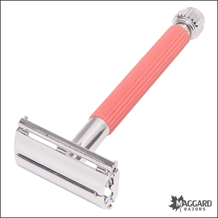 Parker 29L Pink Handle TTO Long Handled DE Safety Razor