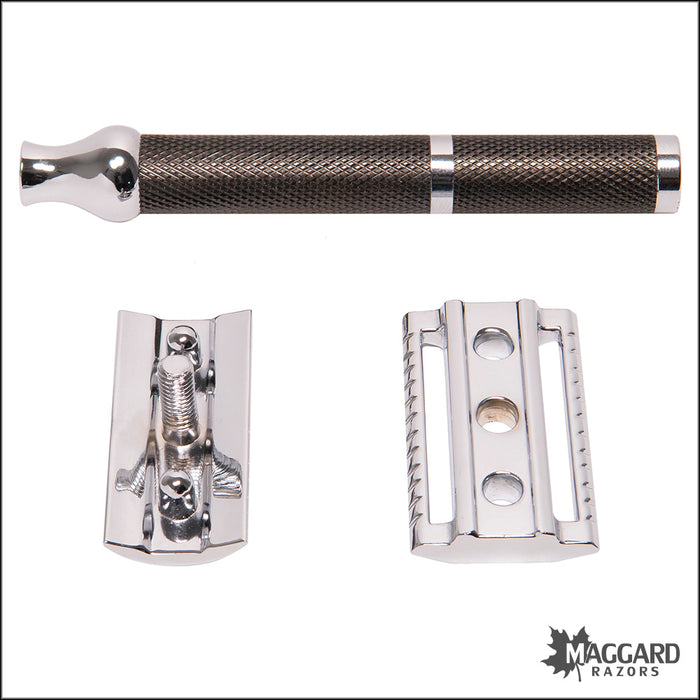 Parker 71R Black and Chrome Handle Heavy Weight Closed Comb DE Safety Razor