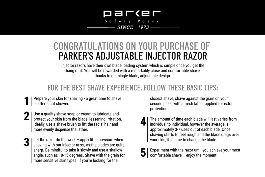 Number Four Setting Razor Parker Adjustable Single Edge Injector Razor, Stainless Steel - Versio ...