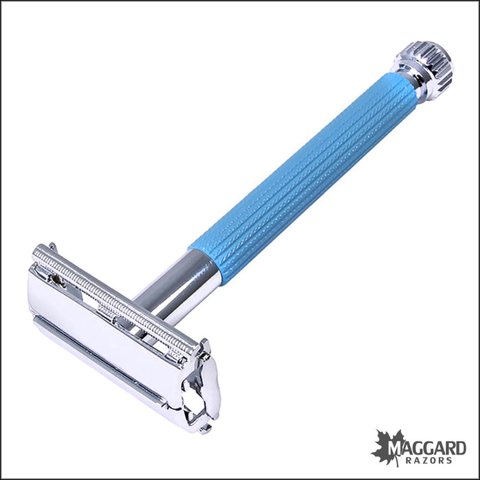 Parker 29L Blue Handle TTO Long Handled DE Safety Razor — Maggard Razors