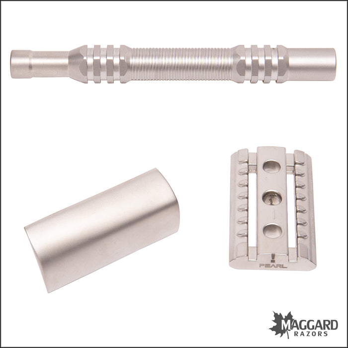 65 Razorblade Pearl Shaving L-65 Semi-Slant DE Safety Razor with SS 316L Handle - Ma ...
