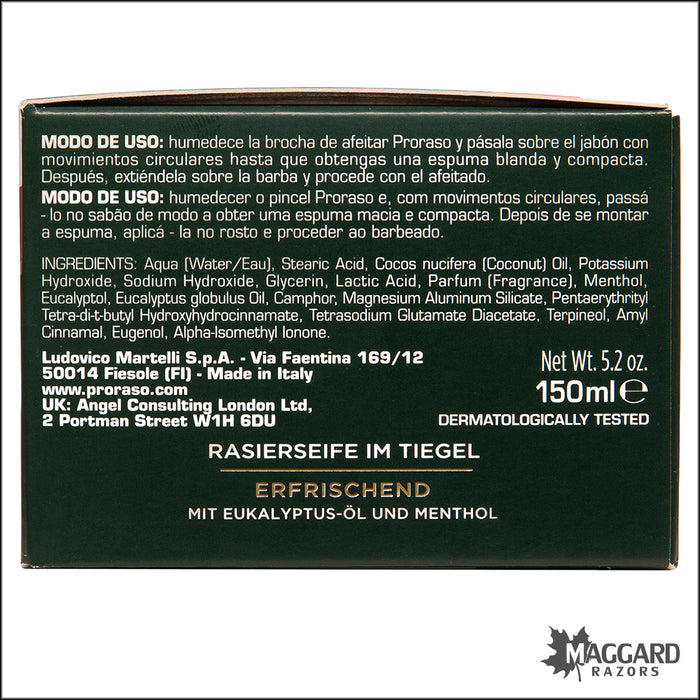 Proraso Eucalyptus Oil and Menthol Shaving Soap, 5.2oz
