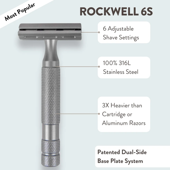 Rockwell Razors 6S Adjustable Stainless Steel DE Safety Razor