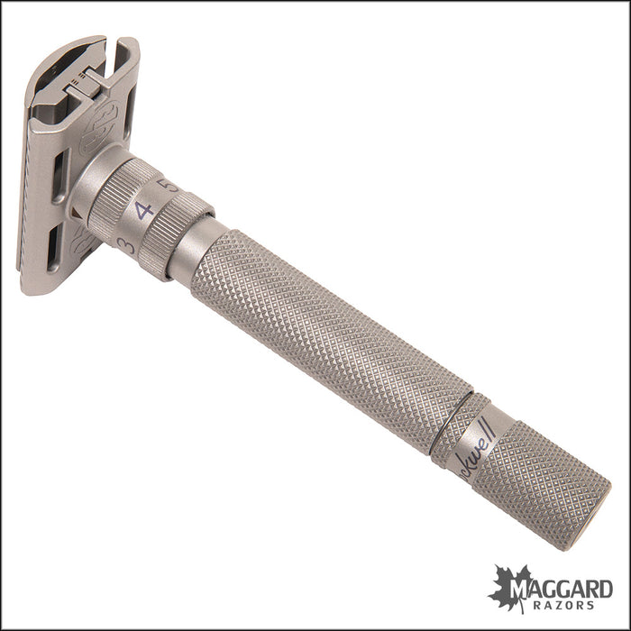 Rockwell Razors SETPOINT™ Adjustable 2-Piece Machined DE Safety Razor, 316L Stainless Steel