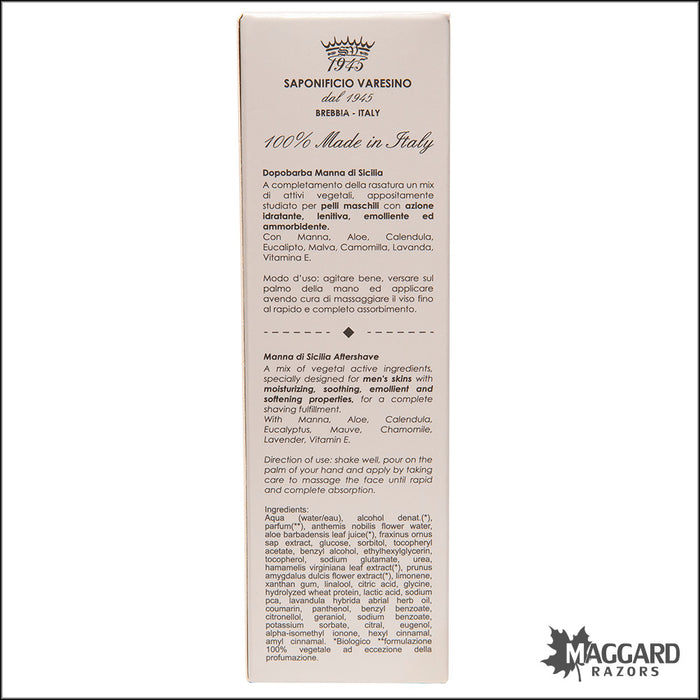Saponificio Varesino Manna Di Sicilia Aftershave Splash, 100ml