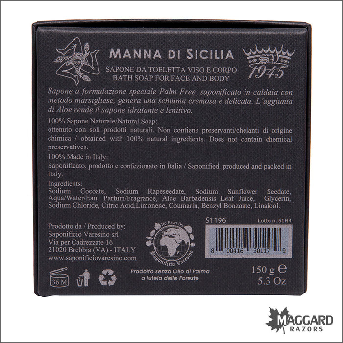 Saponificio Varesino Manna Di Sicilia Bath Soap, 150g