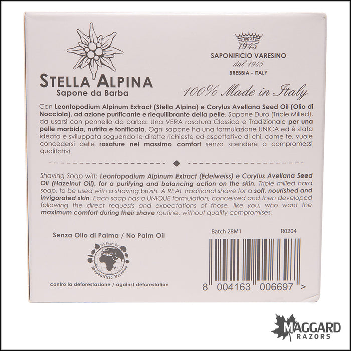 Saponificio Varesino Stella Alpina Shaving Soap, 150g - Beta 4.3