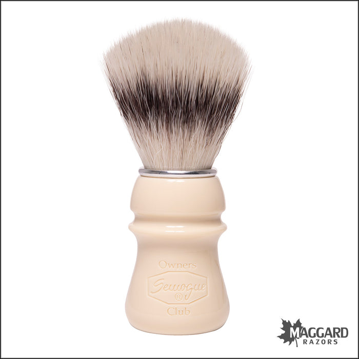 Semogue Owners Club C5 Synthetic Sylver Shaving Brush, Ivory Resin Handle, 24mm
