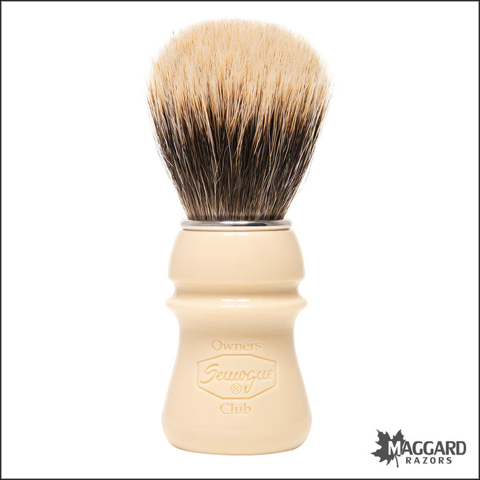 Semogue Owners Club C5 Two Band Finest Badger Shaving Brush Ivory Handle, 24mm