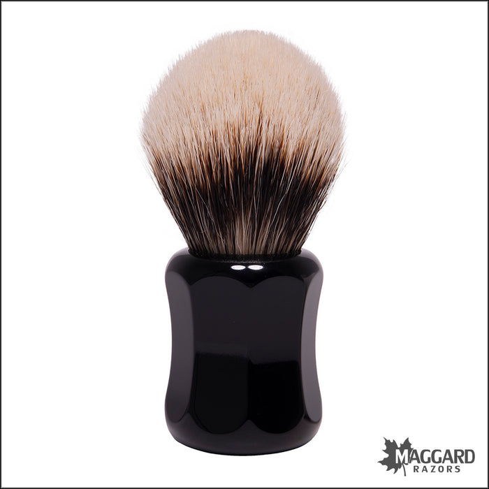 Shavemac 173-040-28 Black Handle Silvertip 2-Band Badger Shaving Brush, 28mm Bulb