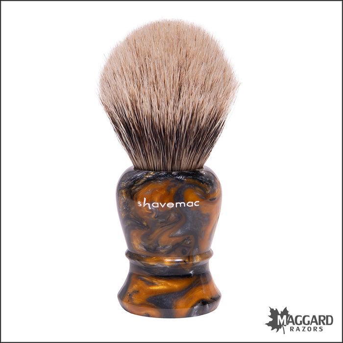 Shavemac 4071-111-22 Gold Rush Handle Silvertip Badger Shaving Brush, 22mm Bulb