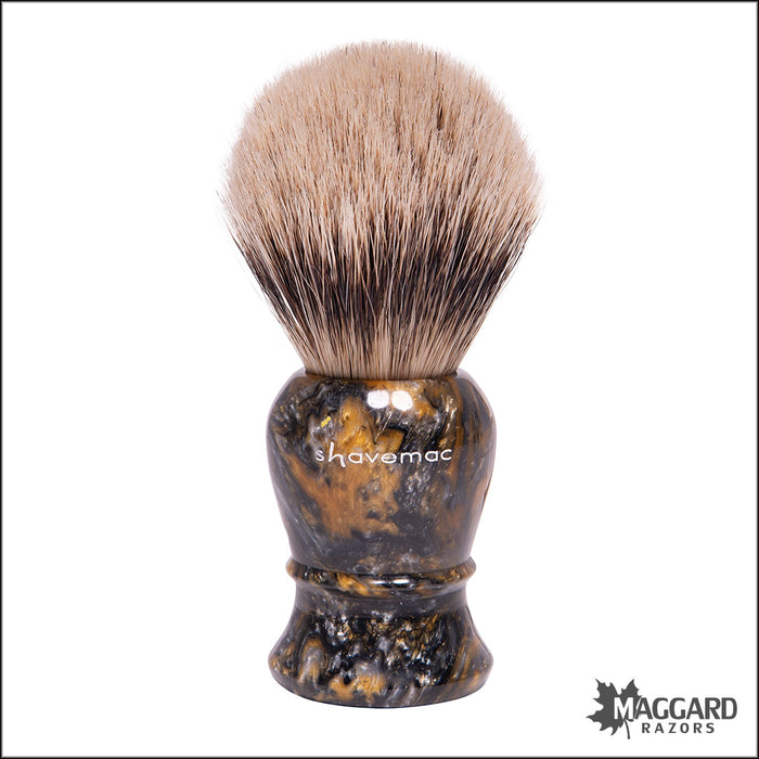 Shavemac 4071-111-24 Gold Rush Handle Silvertip Badger Shaving Brush, 24mm Bulb
