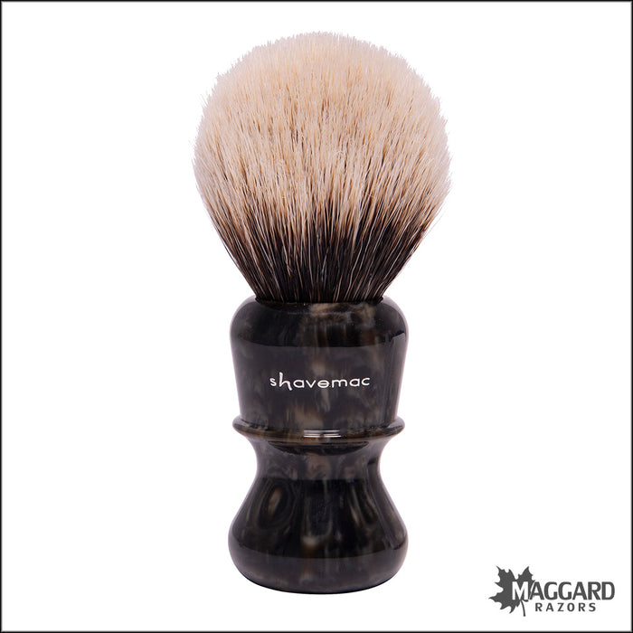 Shavemac 82-376-24 Black and Brown Handle Silvertip 2-Band Badger Shaving Brush, 24mm Bulb