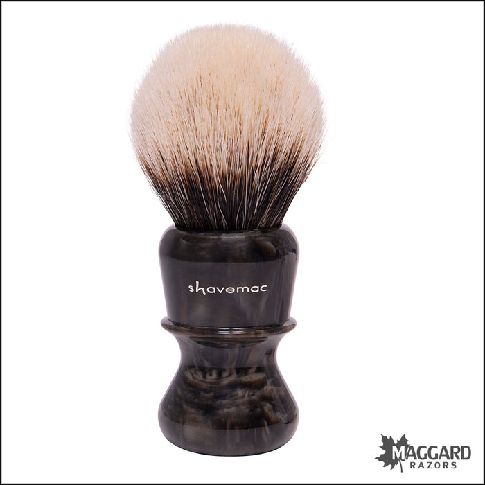 Shavemac 82-376-26 Black and Brown Handle Silvertip 2-Band Badger Shaving Brush, 26mm Bulb