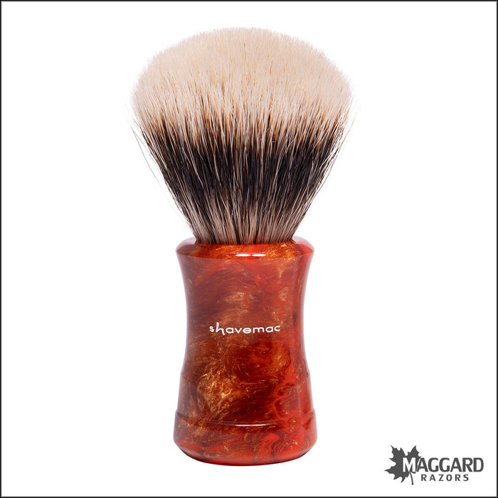 Macsmile Razor Shavemac 87-001-24 Bronze and Orange Handle Silvertip 2-Band Badger Sh ...