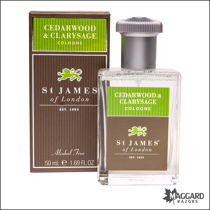 St James of London Cedarwood and Clarysage Cologne, 50ml - Alcohol Free