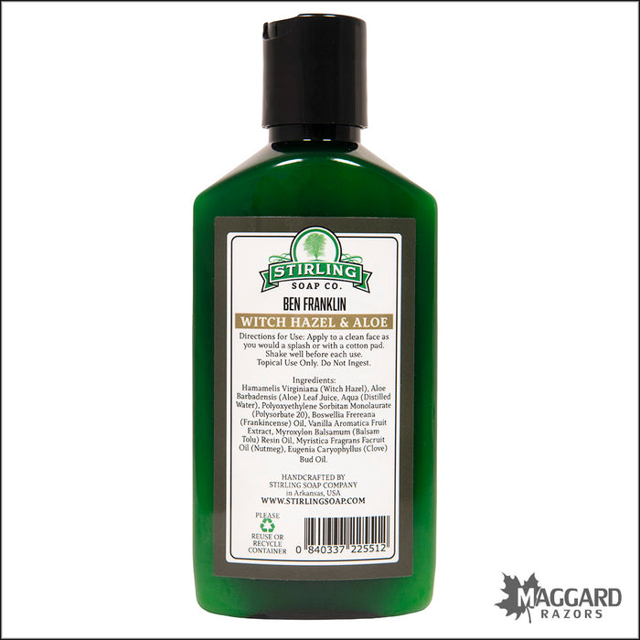 Stirling Soap Co. Ben Franklin Witch Hazel and Aloe Aftershave, 200ml