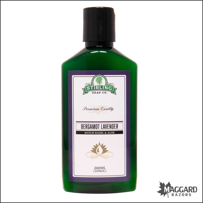 Stirling Soap Co. Bergamot Lavender Witch Hazel and Aloe Aftershave, 200ml