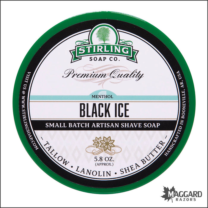 Stirling Soap Co. Black Ice Shaving Soap with Menthol, 5.8oz - Seasonal Release