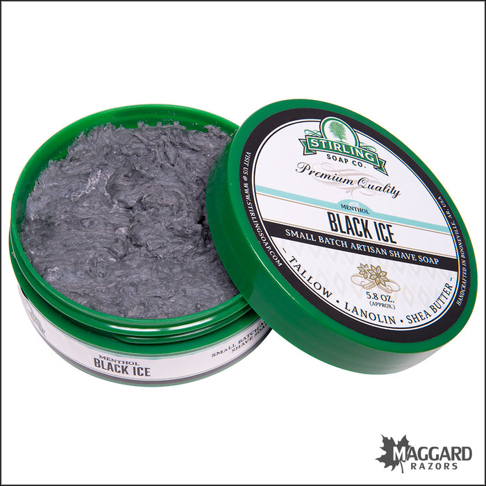 Stirling Soap Co. Black Ice Shaving Soap with Menthol, 5.8oz - Seasonal Release