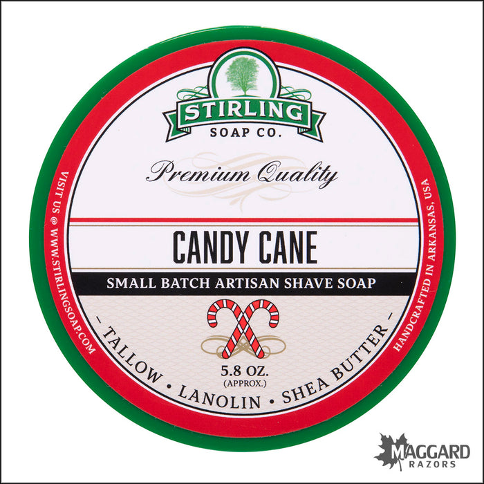 Stirling Soap Co. Candy Cane Shaving Soap, 5.8oz - Seasonal Release