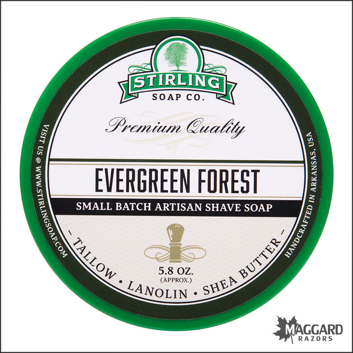 Stirling Soap Co. Evergreen Forest Artisan Shaving Soap, 5.8oz