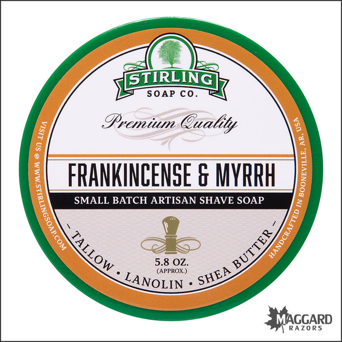 Stirling Soap Co. Frankincense and Myrrh Shaving Soap, 5.8oz - Seasonal Release