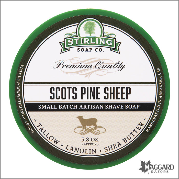 Stirling Soap Co. Scots Pine Sheep Shaving Soap, 5.8oz
