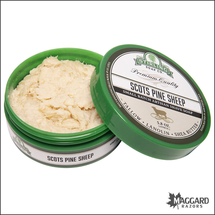 Stirling Soap Co. Scots Pine Sheep Shaving Soap, 5.8oz