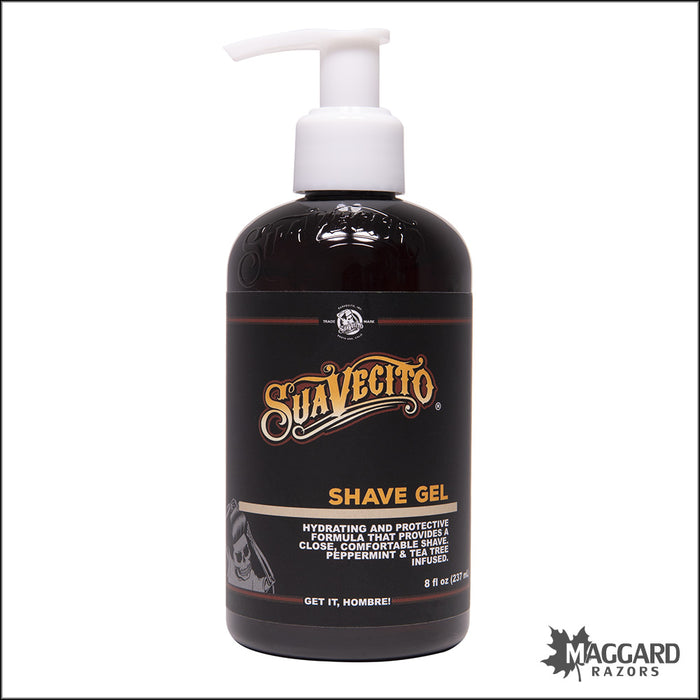 Suavecito Peppermint and Tea Tree Brushless Shave Gel, 8oz